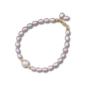 Pink Purple Charm Pearl Bracelet