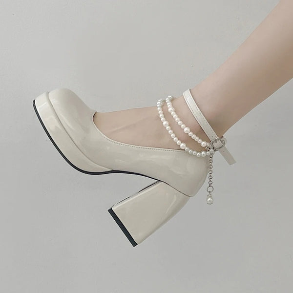 Platform Heels With Pearls