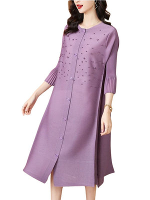 Purple Sleek Loose Pearl Dress