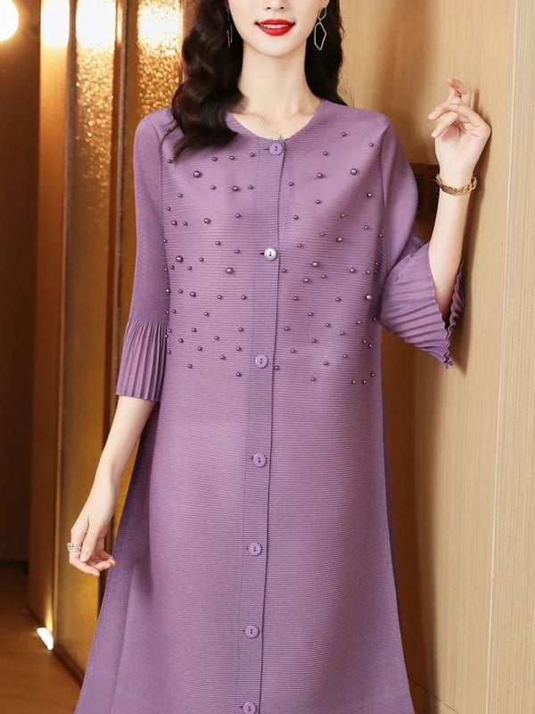 Purple Sleek Loose Pearl Dress