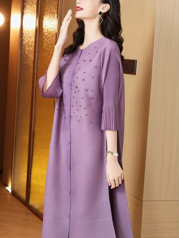 Purple Sleek Loose Pearl Dress