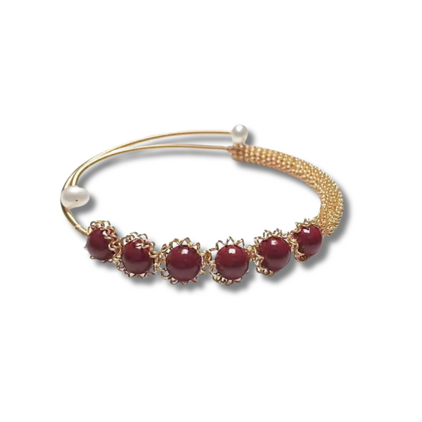 Red Pearl Cuff Bracelet