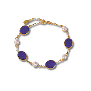 Retro Blue Oval Pearl Bracelet For Women