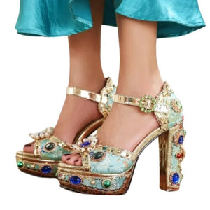 Rhinestone And Pearl Heels