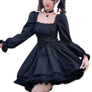 Romantic Vintage Gothic Corset Mini Black Dress