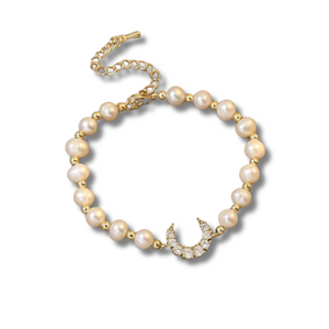 Shiny Crystal Moon Pearl Bracelet