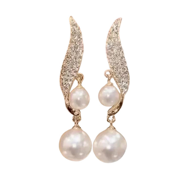 Shiny Rhinestone Drop Pearl Earring