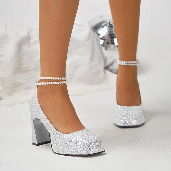 Silver Pearl Heels