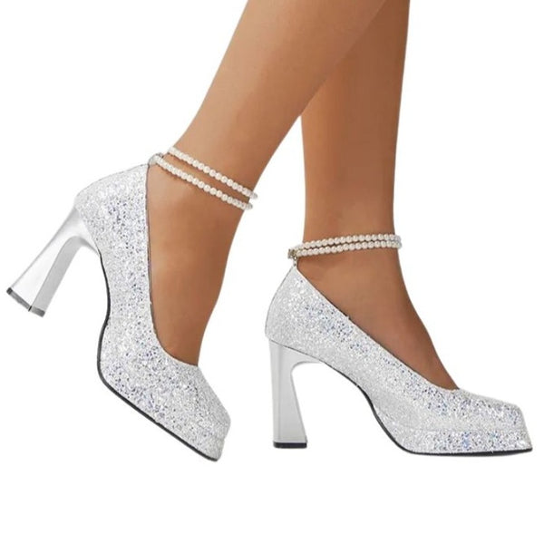 Silver Pearl Heels