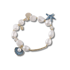 Starfish & Shell Pearl Ladies Charm Bracelet