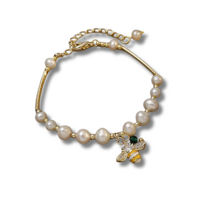 Sweet Honeybee Pearl Design Charm Bracelet