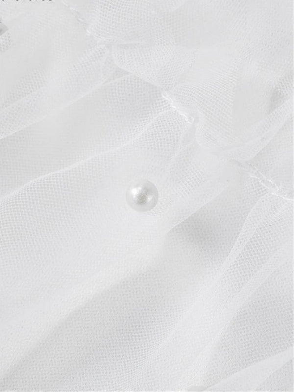 White Tulle Pearl Dress