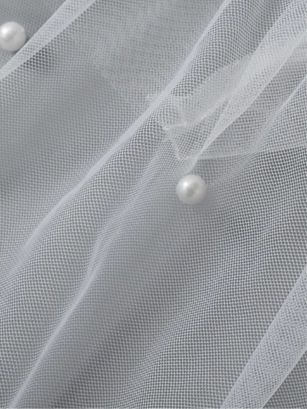 White Tulle Pearl Dress