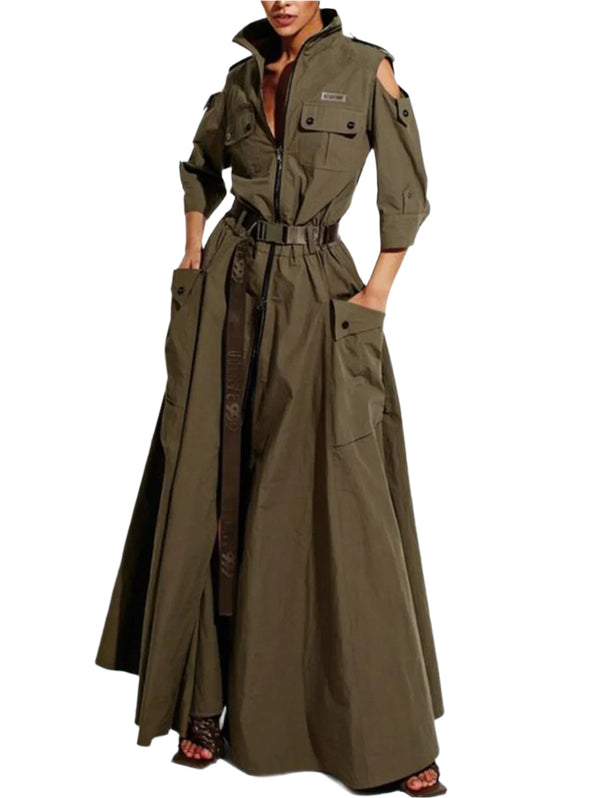 Utility Long Sleeve Maxi Dress