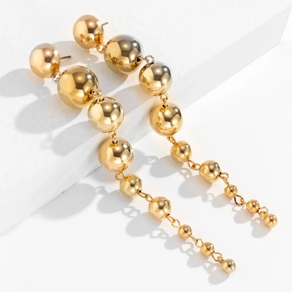 Big Ball Long Pearl Drop Earrings