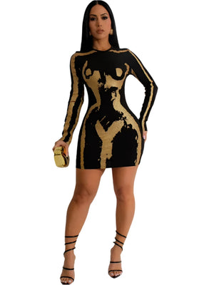 Black And Gold Mini Dress