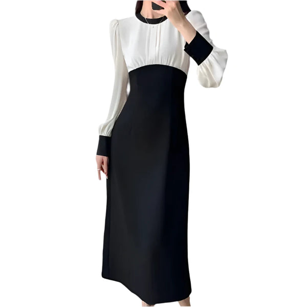 Black And White Long Sleeve Dress