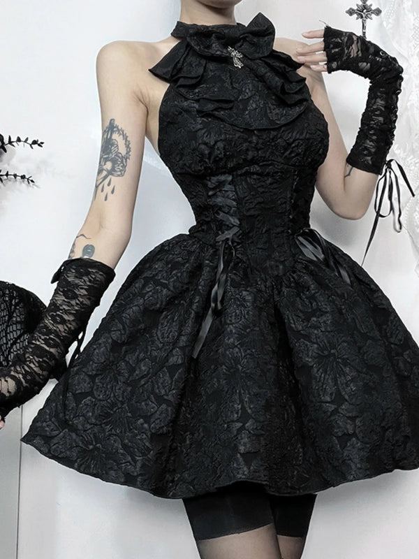 Black Gothic Mini Dress