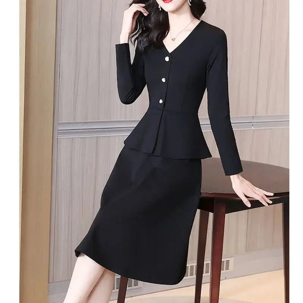 Black Long Sleeve Midi Dress