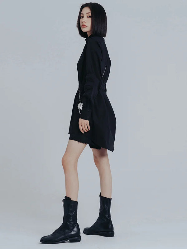 Black Long Sleeve Mini Dress