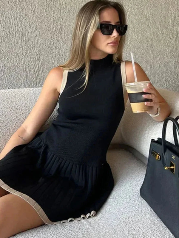 Black Pleated Mini Dress