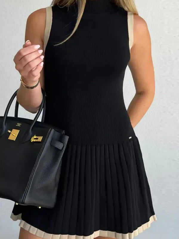 Black Pleated Mini Dress