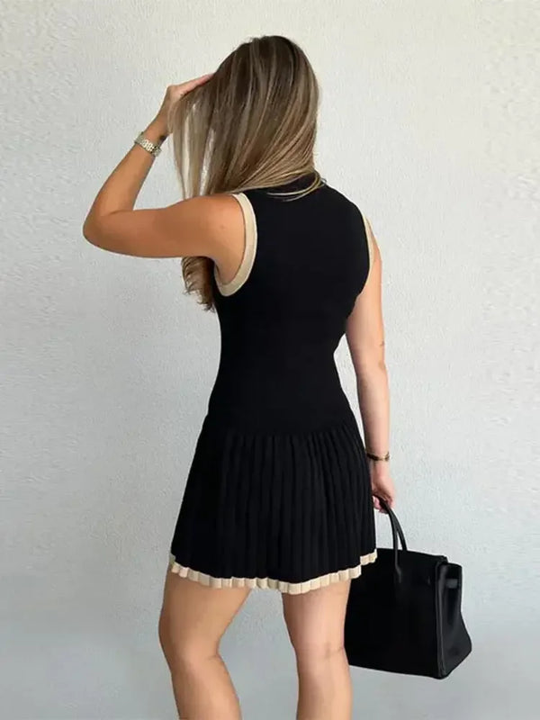 Black Pleated Mini Dress