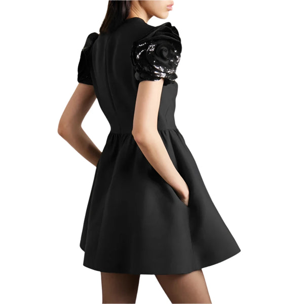 Black Puff Sleeve Mini Dress