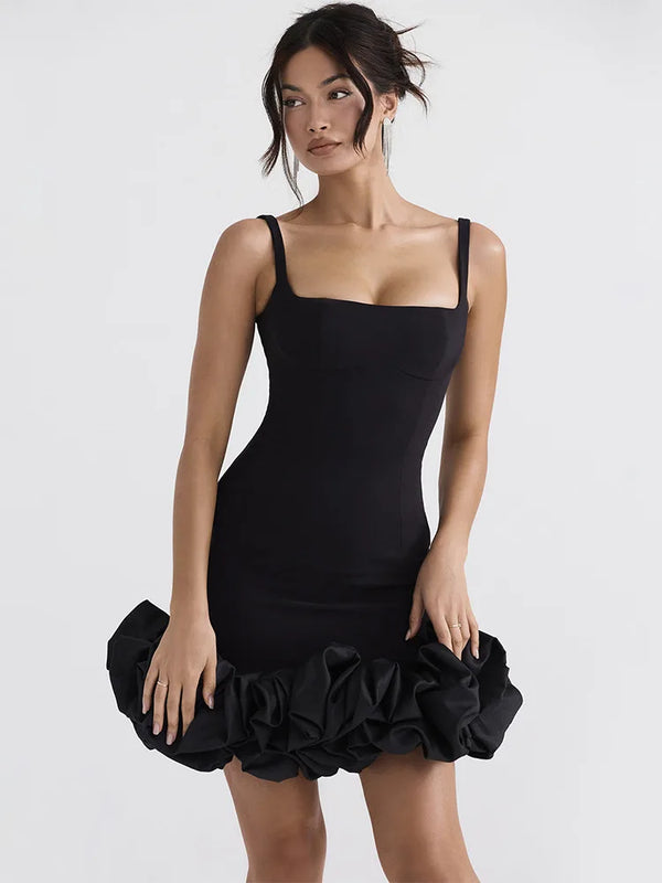 Black Ruffle Mini Dress