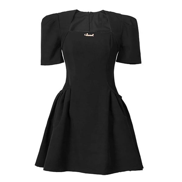 Black Short Sleeve Mini Dress 