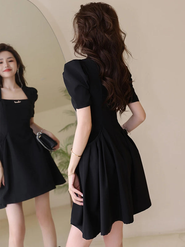 Black Short Sleeve Mini Dress 