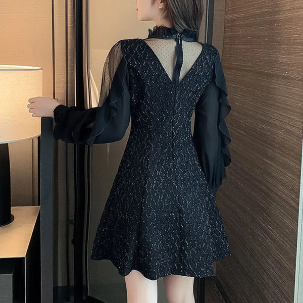 Black Sparkly Long Sleeve Dress