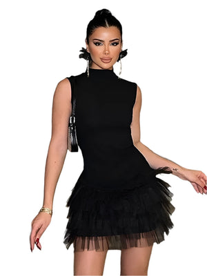 Black Tulle Mini Dress