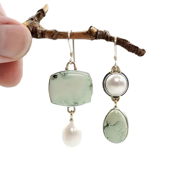 Bohemian Asymmetric Pearl Drop Earrings