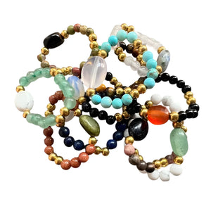 Boho Multicolor Rings With Pearls