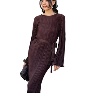 Brown Ladies Long Sleeve Dress