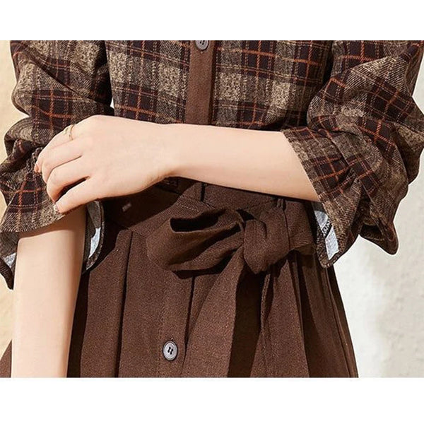 Brown Long Sleeve Dress