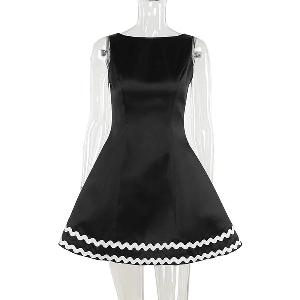 Chic Black and White A Line Mini Dress 