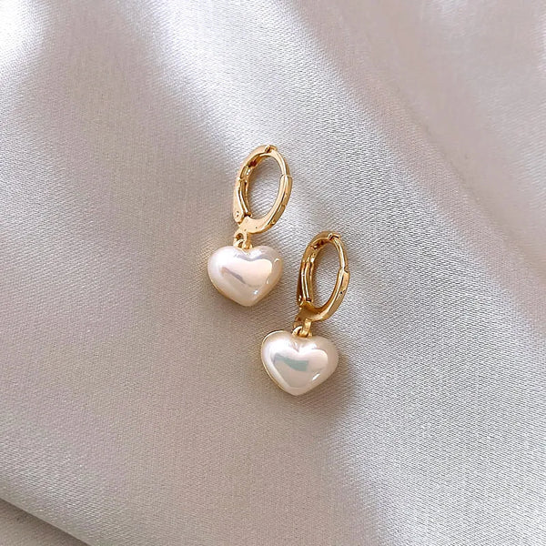 Classic Design Pearl Heart Drop Earrings