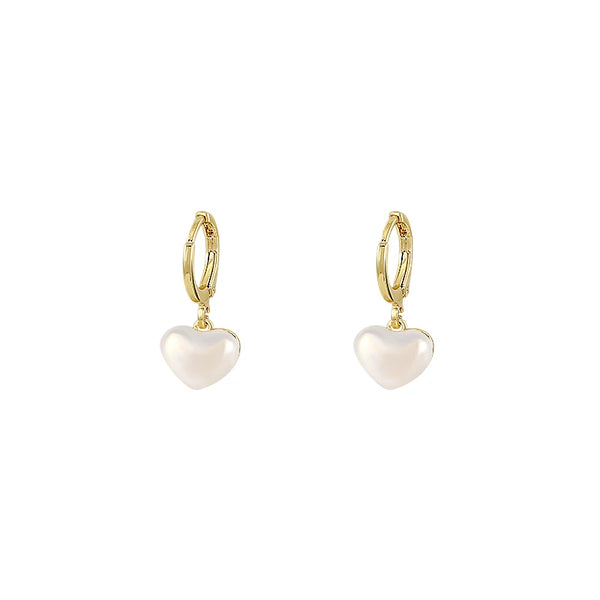 Classic Design Pearl Heart Drop Earrings