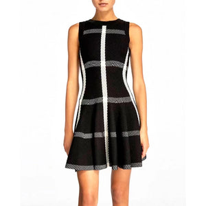 Classic Plaid Pattern Black And White Mini Dress