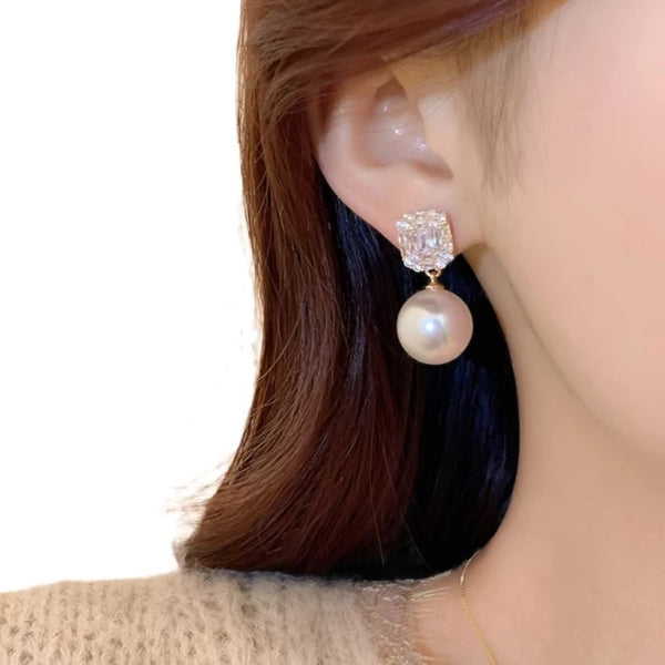 Crystal Pearl Drop Earrings