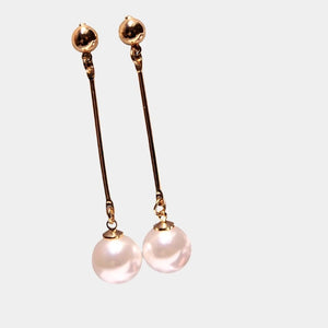 Design Metal Gold Pearl Dangle Earrings