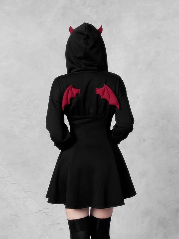 Devil Hoodie Black Mini Dress 