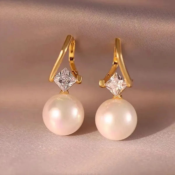 Diamond And Pearl Drop Earrings