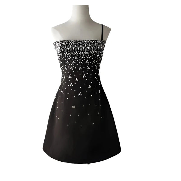 Diamond Beaded Pearl Backless Dress For Women's