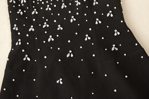 Diamond Beaded Pearl Backless Dress For Women's