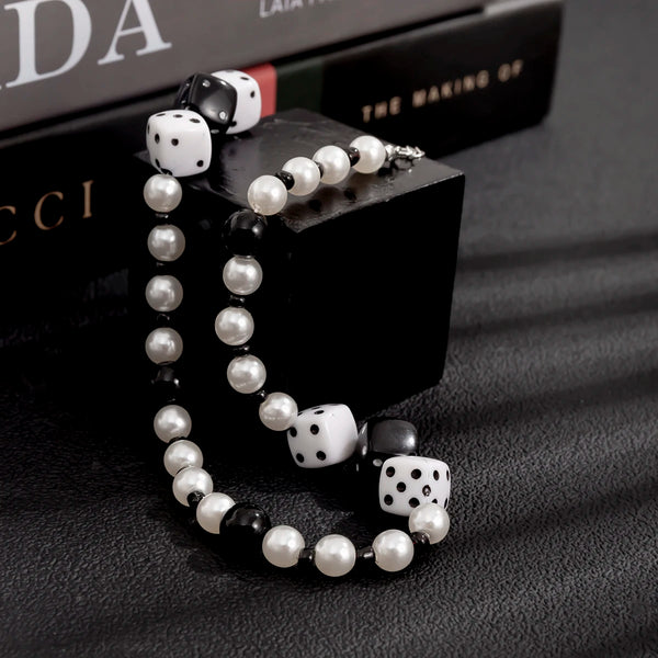 Dice Men Pearl Necklace