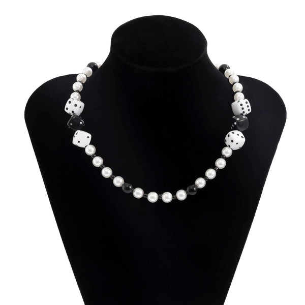 Dice Men Pearl Necklace