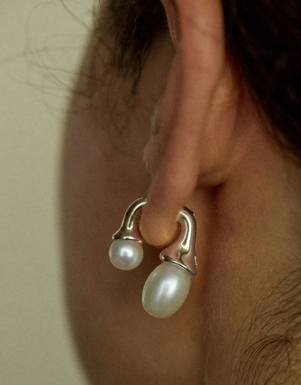 Double Pearl Drop Earrings